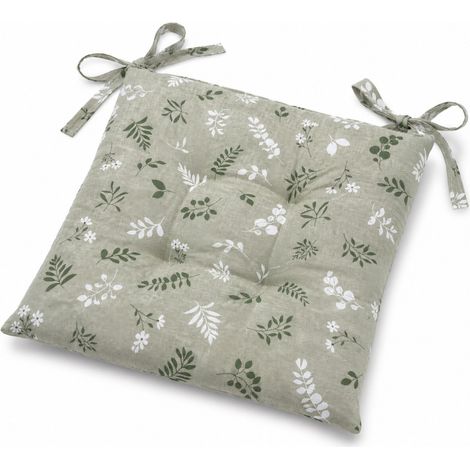 Coprisedia Herbarium Verde 40x40 Cuscino Trapuntato con Lacci in Cotone