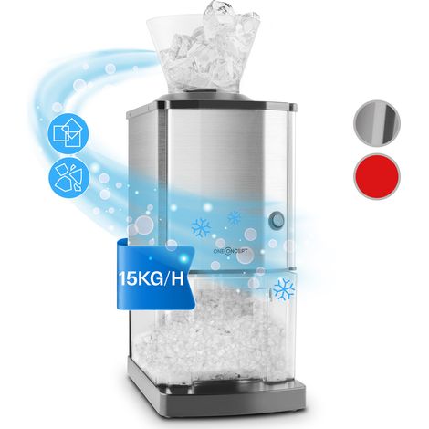 OneConcept Small Ice Maker Machine, Counter Top Ice Machine For Home and Kitchen, 3.5L Capacity, Fast Operation Ice Crushers, Portable Ice Maker, 15kg Crushed Ice Cube Maker Machine with Drip Pan