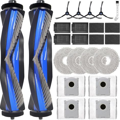 FOREHILL Pice de Rechange pour Ecovacs Deebot T50 Max Pro Omni / T50 Max Omni aspirateur Robot Accessoires, 2 Brosse Principale, 4 Chiffon, 4 Sacs poussire, 4 filtres, 4 brosses latrales (1/5)