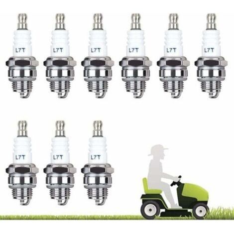 Accessoire pour débroussailleuse, Lot de 10 Bougie D'allumage L7T Bougie Tronconneuse Débroussailleuse Tondeuse pour Moteur à Deux Temps Taille Haie Débroussailleuse (Argent) (1/5)