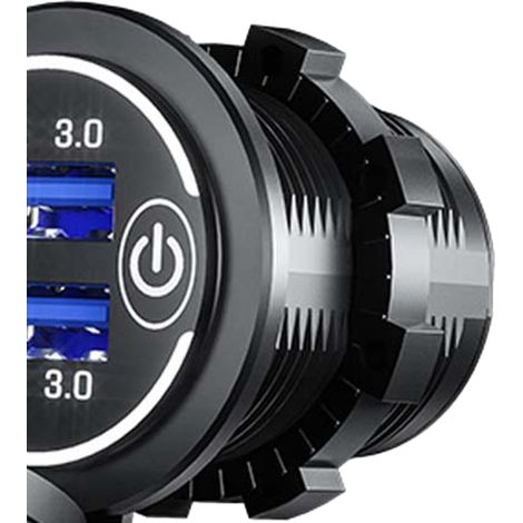 QC3.0 Multiport-USB-Autoladegerät mit Schnellladefunktion und Zigarettenanzünderadapter für Wohnmobile, Boote und Motorräder (weißes Licht). (1/5)