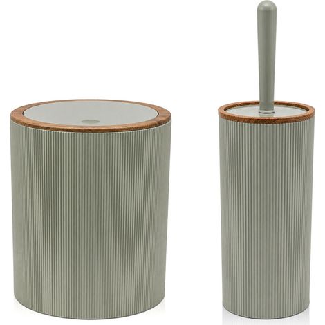 Set accessori bagno con porta scopino e pattumiera 5lt verde salvia Blob (1/5)