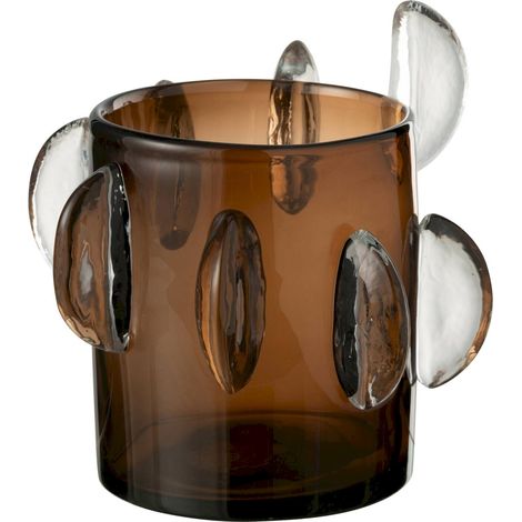 Vase bas en verre marron esprit sculptural - marron transparent (1/2)