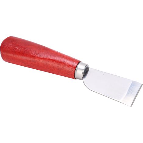 Lederschneidemesser mit Edelstahlklinge, abgeschrägter Schneide und Holzgriff (1/5)