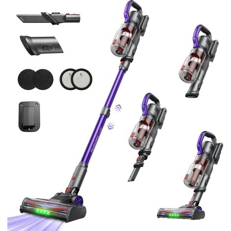 Fuleadture Aspirateur sans fil EV3, 500 W, puissance d'aspiration de 60 kPa, minuterie de 60 minutes, aspirateur à main, 3 modes d'aspiration, prise européenne