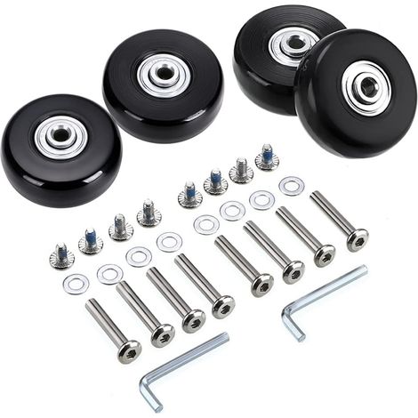 Lot de 4 roulettes pivotantes en caoutchouc pour valise, 50 x 18 mm, noir (1/5)