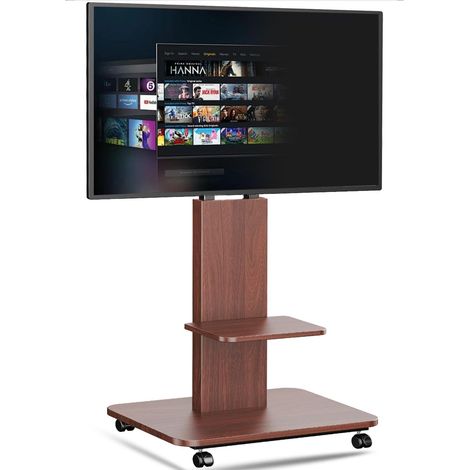 Support TV sur Pied Sol avec roulettes pour 32 à 75 Pouces écran/LCD/LED/Plasma,Chariot TV à Roulette avec Étagère,réglable en Hauteur Peut Supporter jusqu'à 60 kg,VESA 200x200-600X400 mm (1/5)