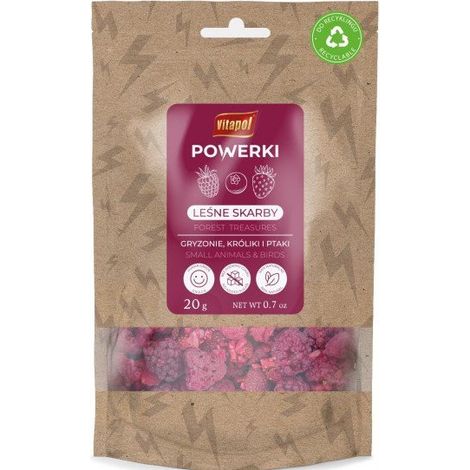 Vitapol Powerki Frutta e verdura liofilizzate per roditori, conigli e uccelli esotici - Tesori della foresta 20 g