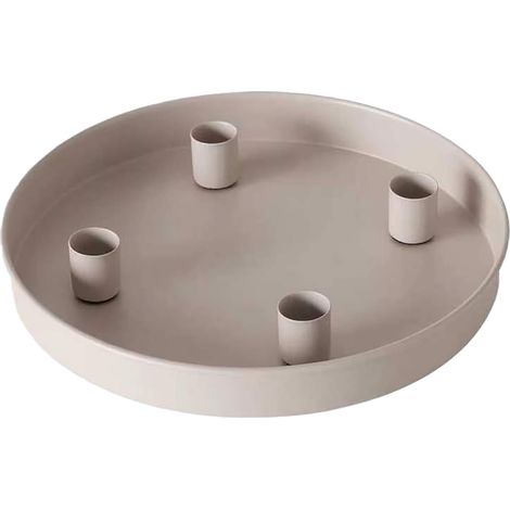 Support À Bougies Coniques - Plateau Métallique Ronde Avec 4 Orifices - Pour Décoration De Table Noël Et Avent - 1 Pièce
