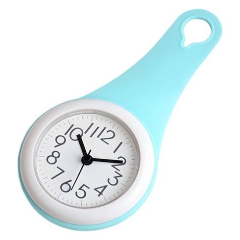 Réveil de salle de bain élégant - Réveil silencieux - Minuteur de cuisine à ventouse - Mini réveil pour la maison - Réveil original - bleu clair (1/5)