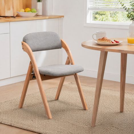 Chaises de salle à manger 60x52,5x79 cm en bois gris, pliantes pour cuisine FloraGrace (1/5)