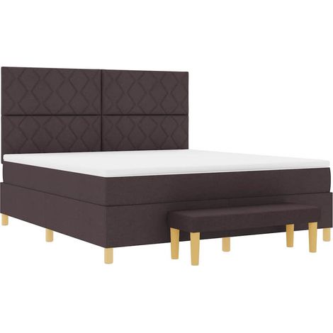 Cama tipo Box Spring Marrón Oscuro 200 x 180 cm tela vidaXL (1/5)