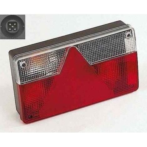 Feu FP82 droit 6 fonctions pour remorque – Clignotant, stop, croisement, antibrouillard – Dimensions 237x138x61mm – Entraxe 152mm – (1/4)