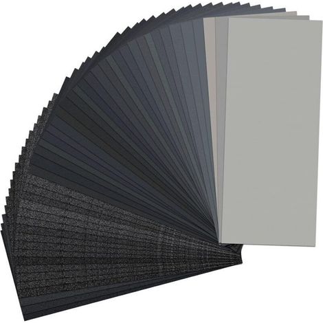48 paquets de papier de verre, grain mixte 120-5000, 9 x 3,5 pouces, papier de verre de qualité supérieure pour une utilisation à sec et à l'eau, adapté à la finition des meubles en bois et au ponçage (1/4)