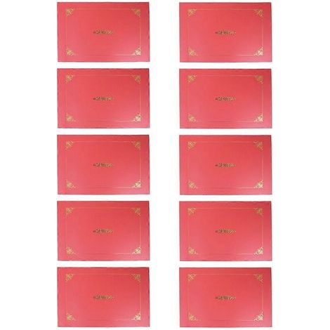 Set mit 10 doppellagigen, goldfarbenen Umschlägen im klassischen Retro-Stil für Ehrenurkunden und Verträge (lila-rot) – 30,8 x 21,8 cm (1/4)