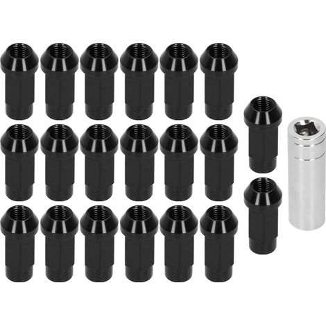 M14x1,5 Gewinderadmuttern, 2 Zoll hoch, 7075-T6 schwarzes Aluminium, 20 Stück, durchsteckbar (1/5)