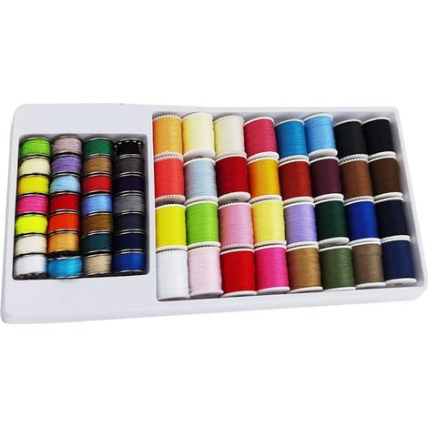 Bobines de machine à coudre Fil 60 pièces Bobines de couture Kit de voyage Multicolore avec boîte de rangement Fil Accessoires de machine à broder