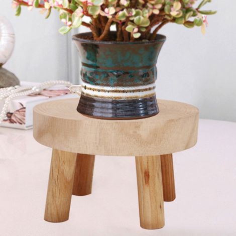 Support pour plantes d'intérieur, support pour mini-pots de fleurs en bois, tabouret en bois, porte-pots de fleurs en bois (1/3)
