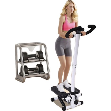 Fitness Stepper, Tragfähigkeit 150 kg, Abmessungen 29 x 39 x 110 cm, Widerstandsbandlänge 90 cm, Ergonomische Struktur, Leiser Betrieb (1/5)