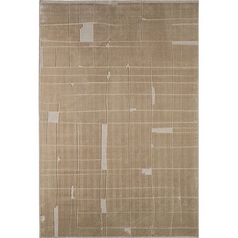 Tapis classique beige en viscose finition artisanale élégante - Beige naturel doux et élégant (1/5)