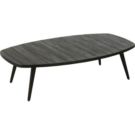 Table basse rectangulaire teck recyclé noir design moderne - Noir bois vieilli (1/5)