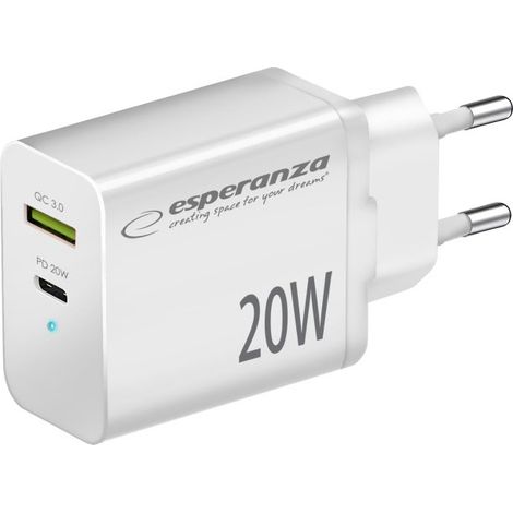 Chargeur secteur Esperanza EZC105W 20W Blanc (1/5)