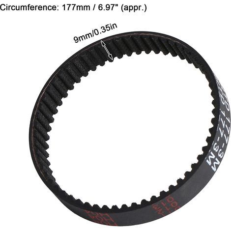 Courroie d'entraînement dentée 9mm caoutchouc pour raboteuse Black Decker KW715 KW713 BD713 177mm (1/5)