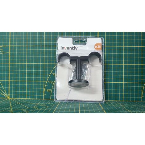 Support double rideau D28 plafond noir mat – Métal noir – Installation facile – Pour tringles de 28 mm – Ateliers 28