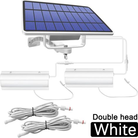 (Blanc - Double tête blanche) Suspension solaire améliorée pour intérieur et extérieur, allumage/extinction automatique, compatible avec grange, chambre, balcon, poulailler, avec interrupteur à tirett (1/5)