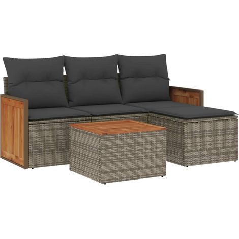 Maison Exclusive - 5-tlg. Garten-Sofagarnitur mit Kissen Grau Pol
