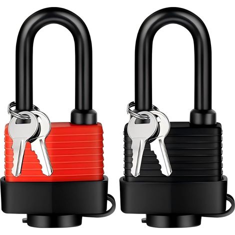 Lot de 2 cadenas à fermeture identique - Résistant aux intempéries - 4/12 clés - Cadenas étanches - Cadenas pour salle de sport, école, garage, clôture, abri de jardin (1/5)