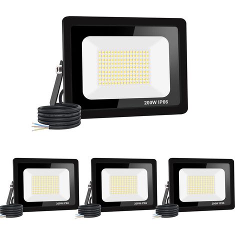 【4PCS】200W spot led extérieur 20000LM IP66 Imperméable Projecteur LED Exterieur Super Brillant Eclairage Extérieur Blanc froid(6000k) Sécurité spot led pour stades, usines, Parking, garage, jardin (1/5)