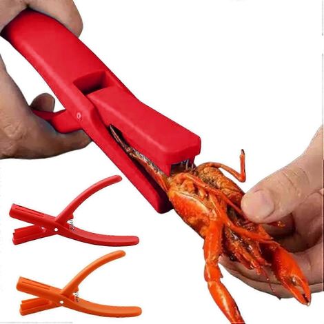 Outil pour décortiquer les écrevisses, éplucheur d'écrevisses, outil pour fruits de mer, décortiqueur d'écrevisses, éplucheur de crevettes, éplucheur d'écrevisses (rouge orange, 2 pièces) (1/5)