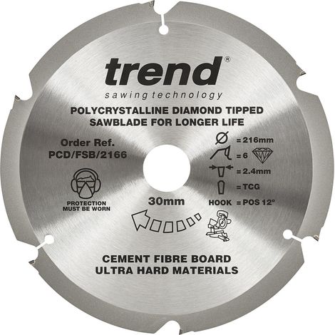 Trend PCD/FSB/2166 Fibreboard PCD Saw Blade 216mm x 6T x 30mm (1/5)