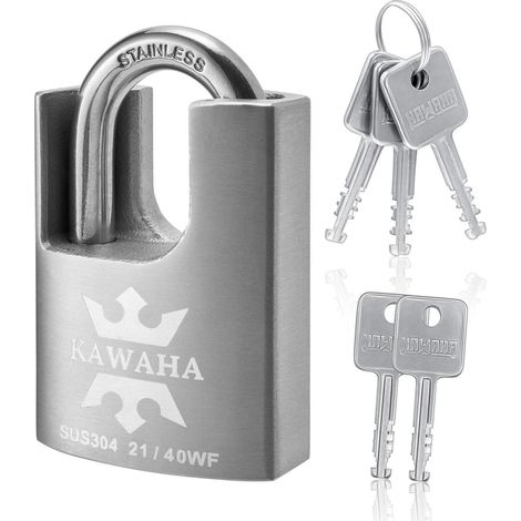Cadenas haute sécurité acier inoxydable 40mm, inoxydable, 5 clés (à panneton différent)