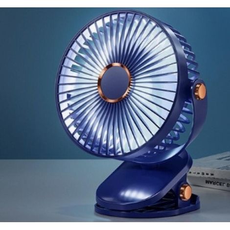 Ventilador recargable con pinzas resistentes, funcionamiento silencioso (menos de 36 dB(A)), rotación de 360°. (Azul, 210 x 70 x 170 mm) (1/5)