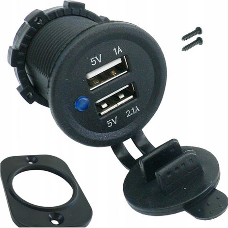 Cargador adicional con toma para encendedor de cigarrillos, USB, conjunto hermético, 12V 24V (1/5)