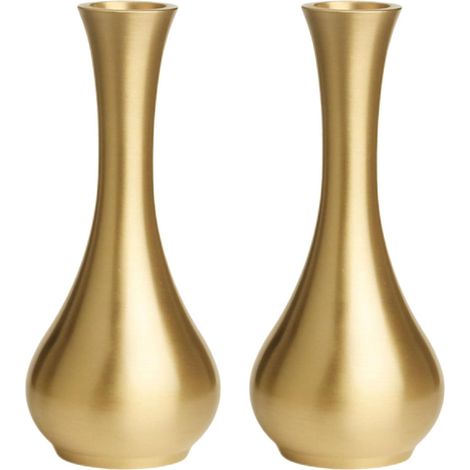 Lot de 2 Mini Vases Seule Fleur en Laiton Doré, Petit Vase Décoratif de Bureau pour Centre de Table et Décoration Intérieure (1/5)