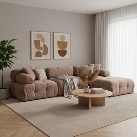 Modulares Sofa 3-Sitzer mit Ottomane Doblo Cappuccino