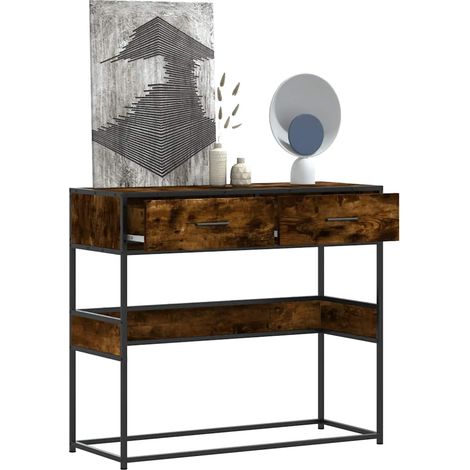 Konsolentisch Räuchereiche 90x35x80 cm Holzwerkstoff