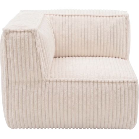 Module Angle gauche déhoussable pour canapé modulable velours côtelé BANANAIR 90x90 cm blanc cassé (1/5)