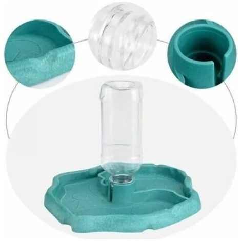 Fontaine à eau pour tortues (1 pièce) - Distributeur de nourriture 2 en 1 - Anti-déversement - Bleu - Distributeur automatique pour reptiles (1/3)
