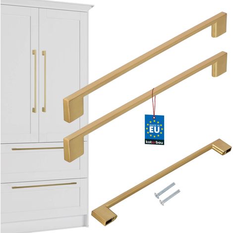 Tirador para muebles de cocina KOTARBAU® Clásico Moderno Oblongo Largo Oro Mate 289 MM Espacio entre 256 MM Juego de 2