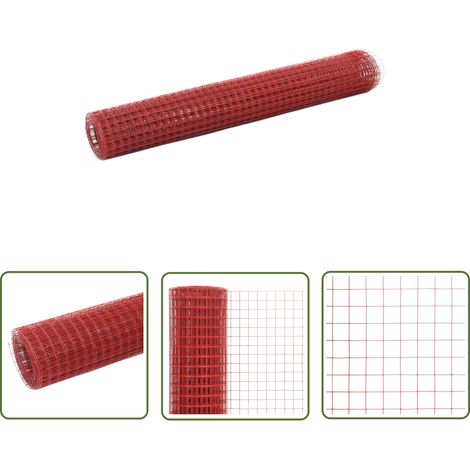 vidaXL Grillage Acier avec revêtement en PVC 25x1 m Rouge (1/4)