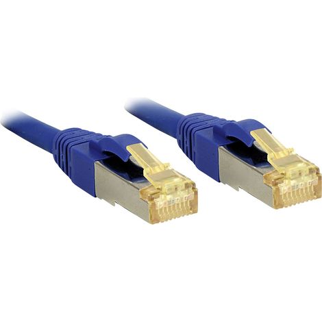 LINDY 47281 RJ45 Patchkabel CAT 6a (Rohkabel CAT 7) S/FTP 5.00 m Blau mit Rastnasenschutz 1 St.