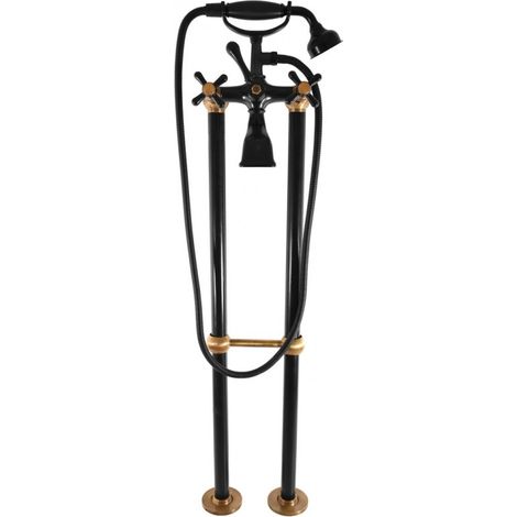 Mélangeur baignoire sur pied en laiton noir et bronze MORAVA RETRO (1/5)