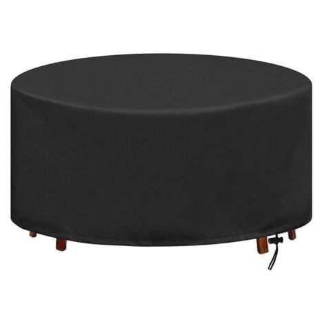 Couverture Bâche de Protection de Table, Housse de Protection pour Table Ronde Imperméable au Vent Housse Mobilier 420D Oxford Tissu Housse Salon de Jardin (Ø128x71cm) (1/5)