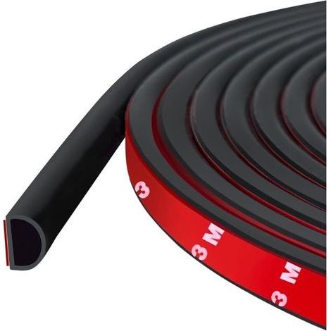 D Shape Silicone Door Seal Self Adhesive Door Seal for Door/Window Frame, Black (9mm Wide x 6mm High), 6m Length (1/5)