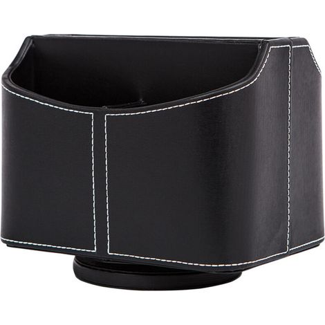 Organisateur de Bureau Similicuir 360 Rotatif TV Support de Télécommande Boite Rangement avec 5 Compartiments (Noir) (1/4)