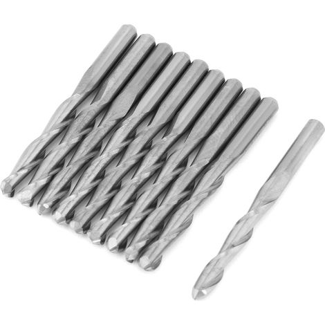 Lot de 10 fraises à spirale à 2 dents pour défonceuse CNC à bois, en tungstène, 3,175 x 22 mm (1/5)